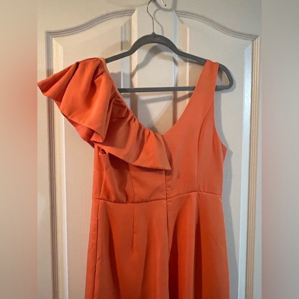 π 4 for $40 π DO+BE Orange Ruffle Jumpsuit - Picture 2 of 10